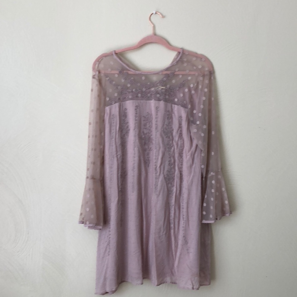Swiss dot mauve dresss